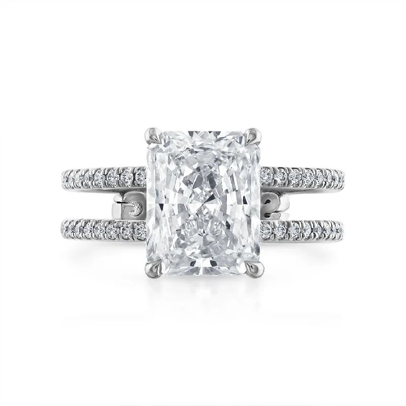 simple crystal pendant necklace 3.02ct Radiant Cut Double Pave Engagement Ring