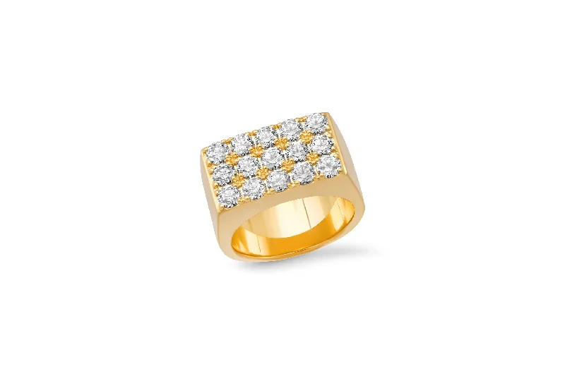 3 Row Diamond Rectangle Ring