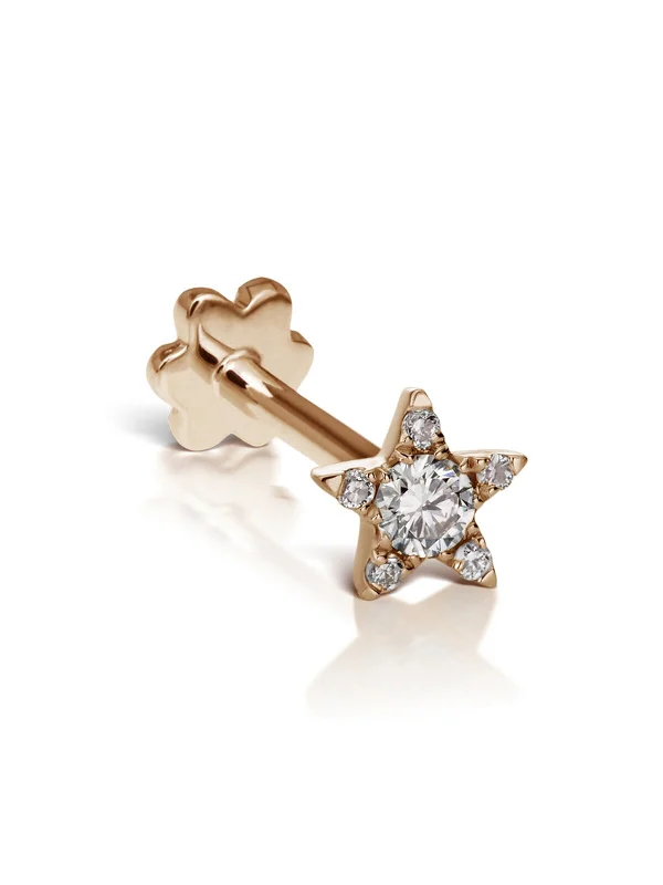 petite diamond promise ring 4.5mm Diamond Star Rose Gold Single Earring
