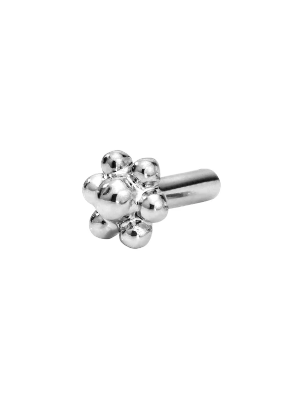 celestial meteor shower earrings 6.5MM White Gold Threaded Ball Flower Back