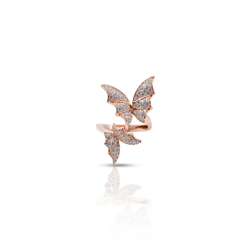 925 Silver Exclusive "Sparkling Bats" Ring for Girls