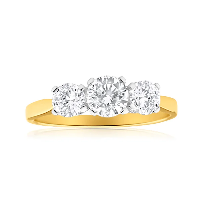 9ct Yellow Gold Trilogy Cubic Zirconia Ring