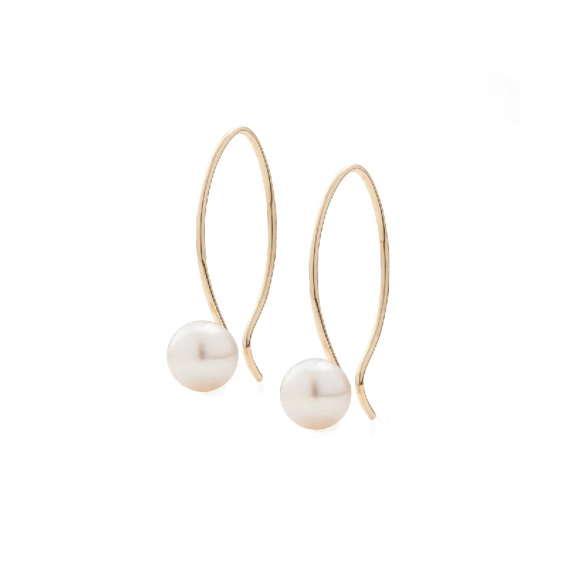 modern geometric drop earrings Akoya Pearl U Hook Earring