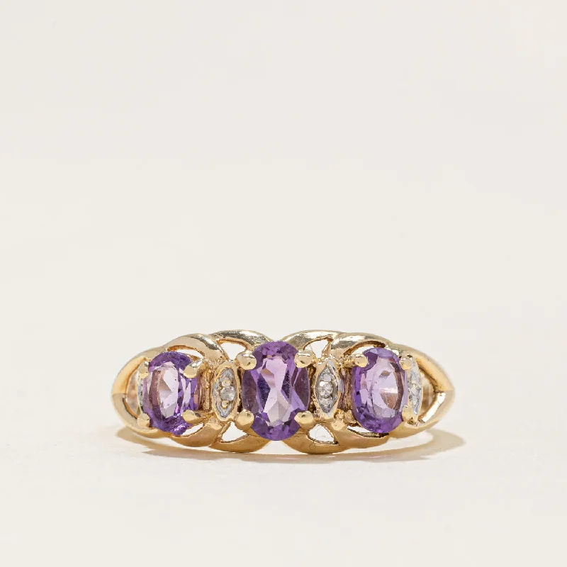 raw amethyst ring silver Amethyst & Diamond Ring | 0.75ctw, 0.02ctw | SZ 8 |