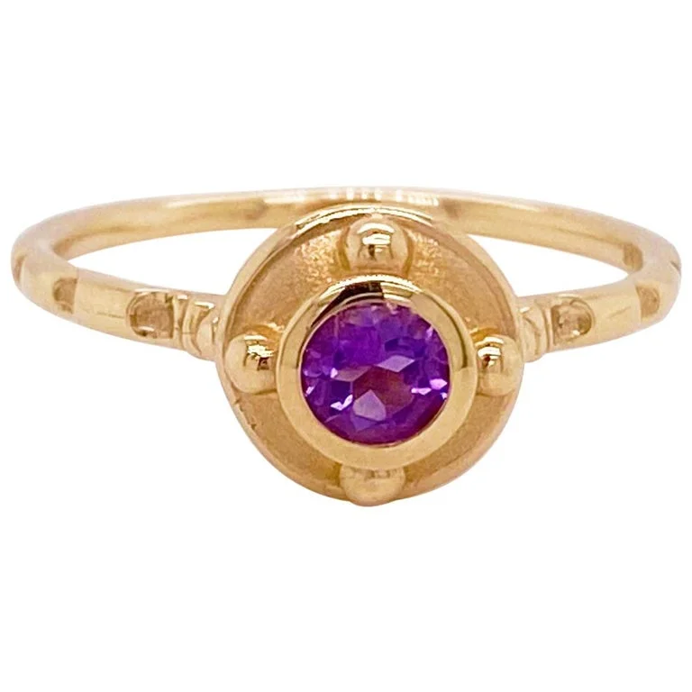 Round Bezel Amethyst Ring