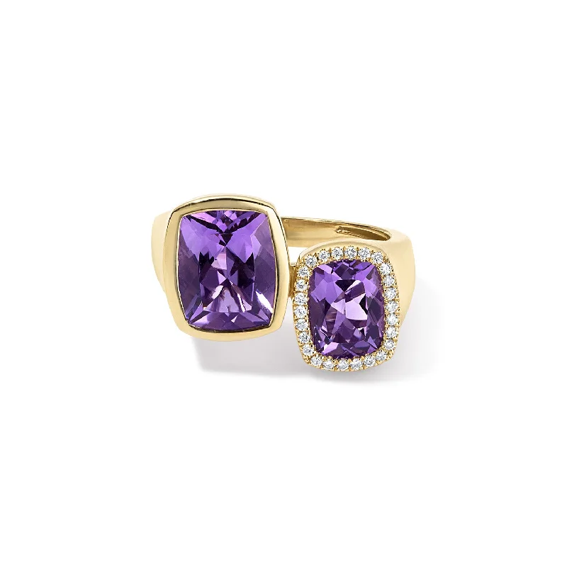snake chain bracelet gold Amethyst Toi Et Moi Ring with Diamond Halo