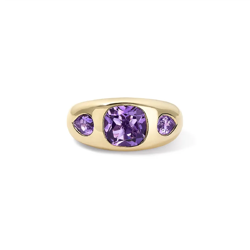 adjustable toe ring silver Amethyst Trio Ring