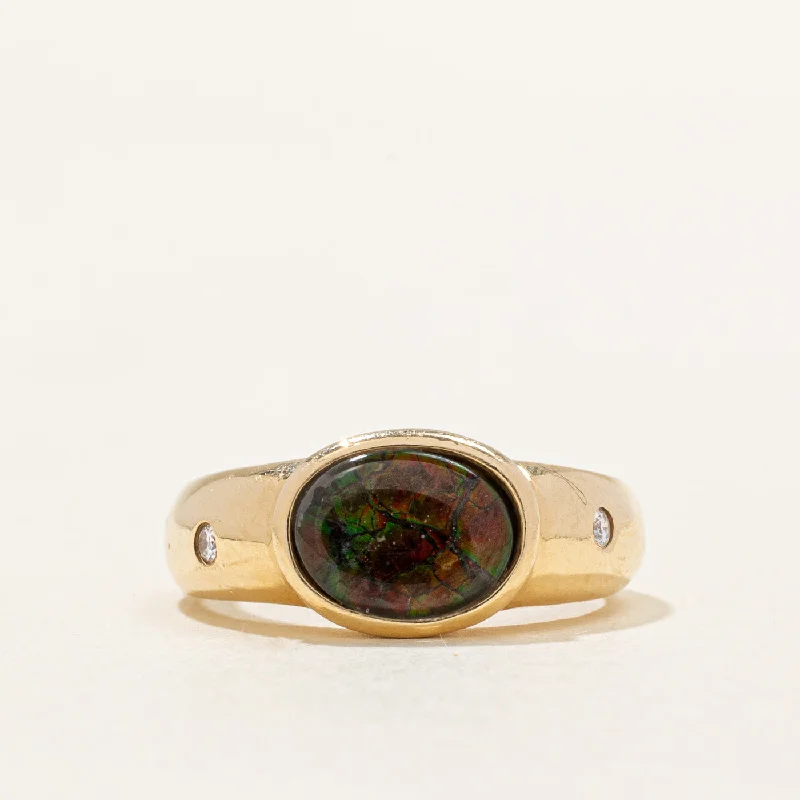 delicate angel wings necklace Ammolite & Diamond Ring | 1.25ct, 0.04ctw | SZ 6 |