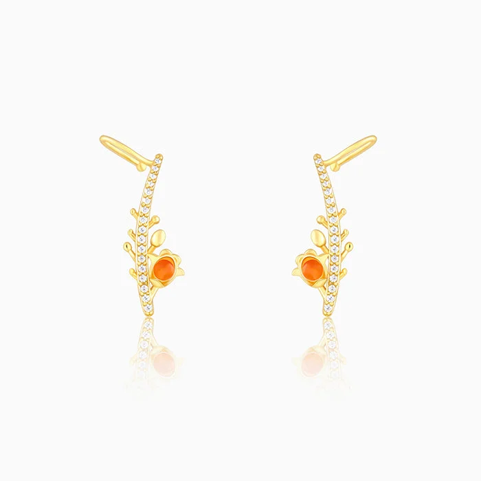 handmade braided anklet Golden Beaming Bell Mallow Cuff Earrings