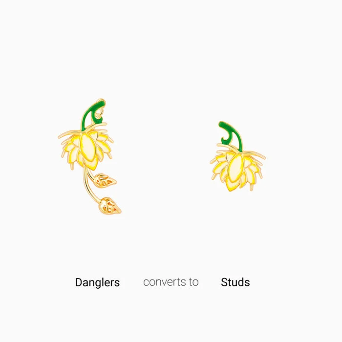infinity couple’s ring matching set Golden Bewitching Brahma Kamal Convertible Earrings