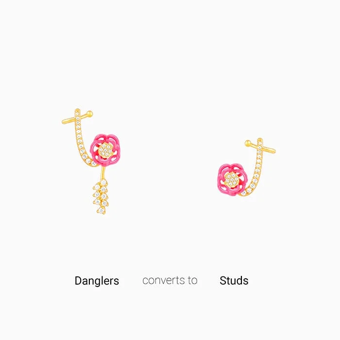 adjustable silver cuff bracelet Golden Pink Brahma Kamal Convertible Cuff Earrings