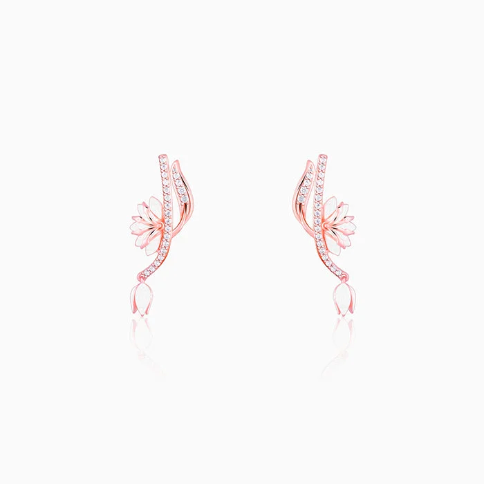 unique crystal bar necklace Rose Gold Snowy Safed Musli Earrings