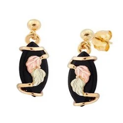 simple crystal pendant necklace Black Hills Gold Dangling Onyx Earrings
