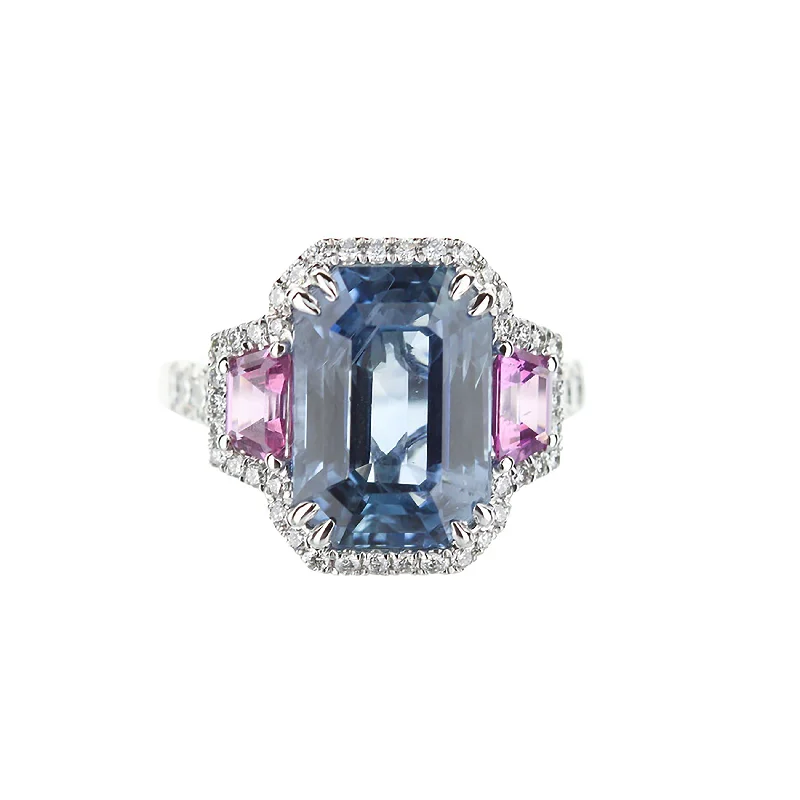 vintage filigree engagement ring Blue Sapphire Platinum Engagement Ring With Diamond Halo And Pink Sapphire Accents vintage filigree engagement ring Blue Sapphire Platinum Engagement Ring With Diamond Halo And Pink Sapphire Accents