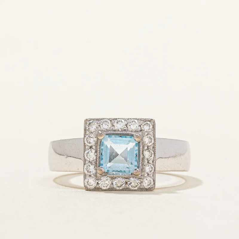 cubic zirconia eternity necklace Blue Topaz & Diamond Cocktail Ring | 0.75ct, 0.32ctw | SZ 7.5 |