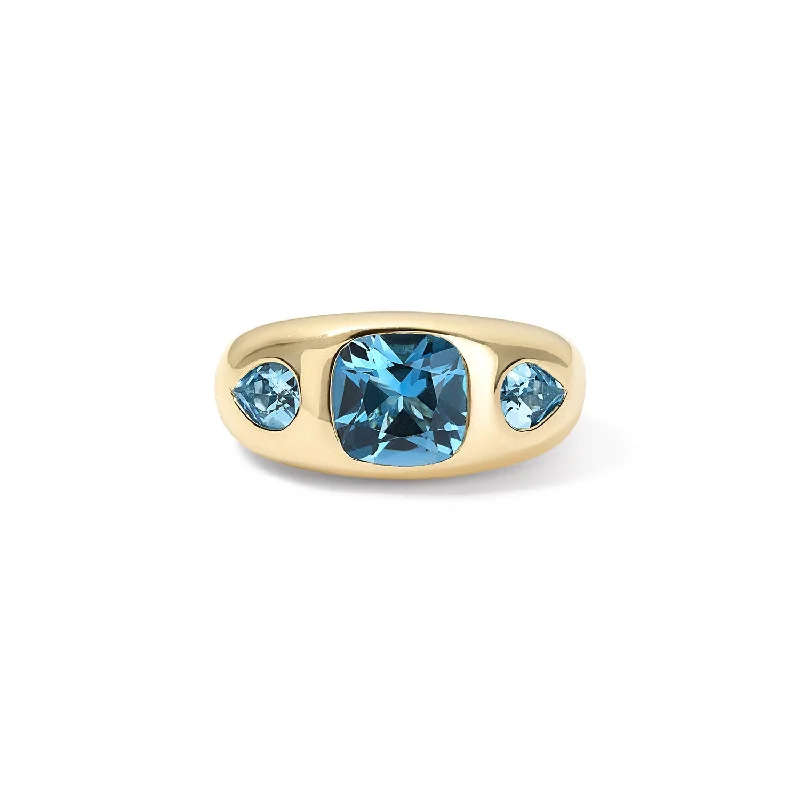 celestial moon and star necklace Blue Topaz Trio Ring