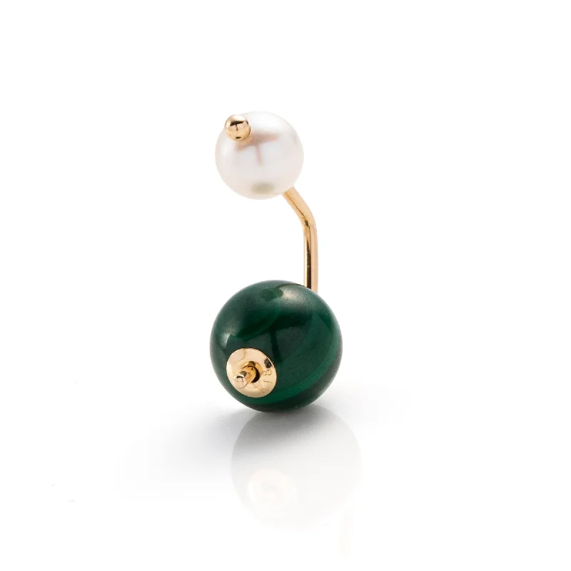 gemstone cluster earrings silver "Bumble Bee" Pearl Malachite Earring
