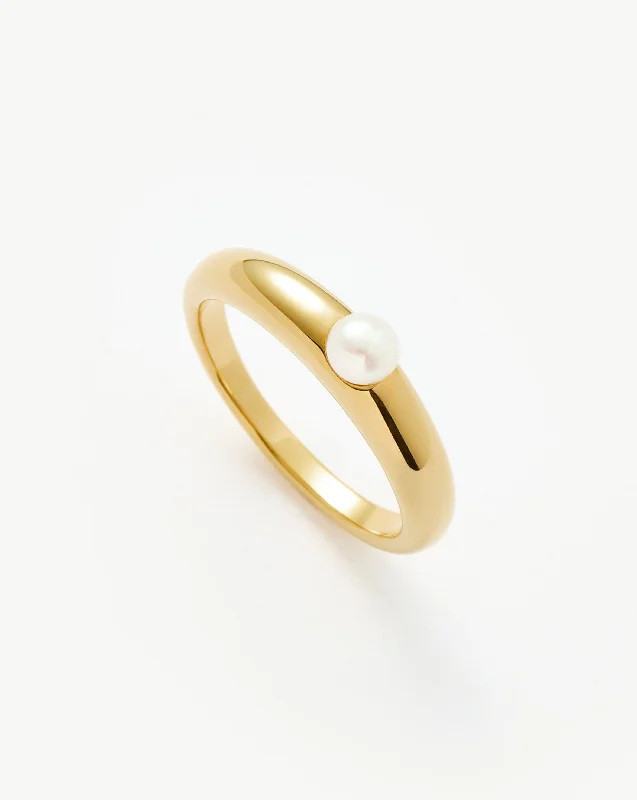 dainty opal nose ring Button Pearl Classic Stacking Ring | 18ct Gold Vermeil/Pearl