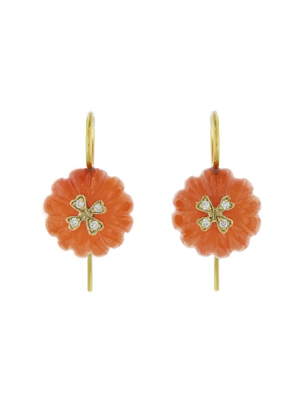 sparkling diamond drop earrings Carnelian Flower Bead Wildflower Overlay Yellow Gold Earrings sparkling diamond drop earrings Carnelian Flower Bead Wildflower Overlay Yellow Gold Earrings