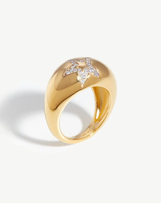 round cut diamond engagement ring Celestial Pave Star Dome Ring | 18ct Gold Vermeil/Cubic Zirconia