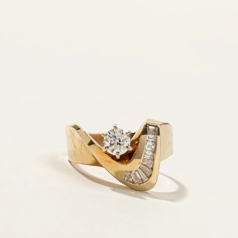vintage floral engagement ring Chevron Diamond Ring | 0.63ctw | SZ 7.25 |