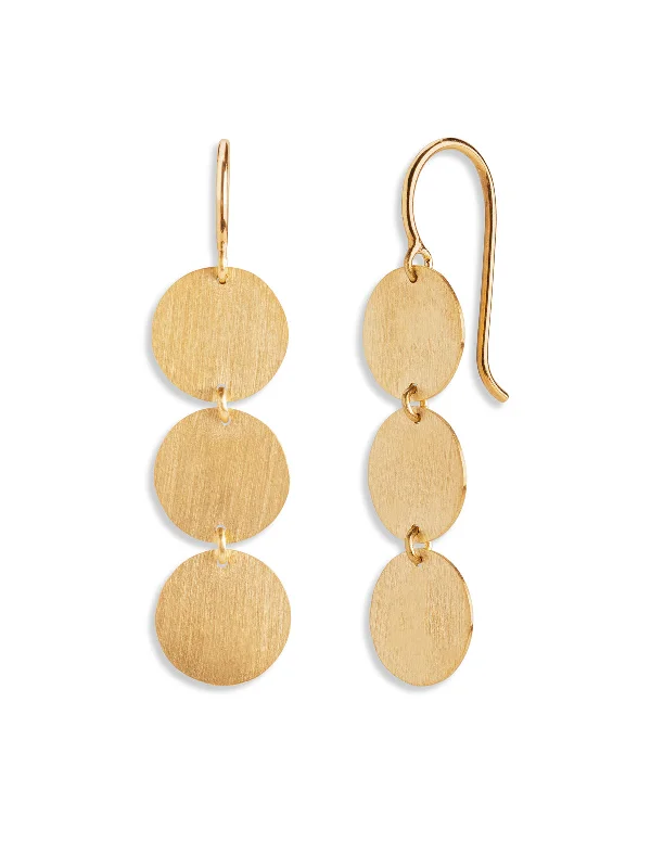 gemstone cluster earrings silver Classic Three Circle Yellow Gold Drop Earrings