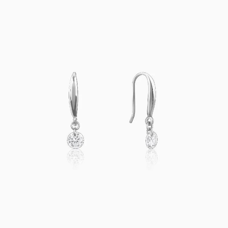 rose gold bezel ring Silver Classic Shiny Drop Earrings