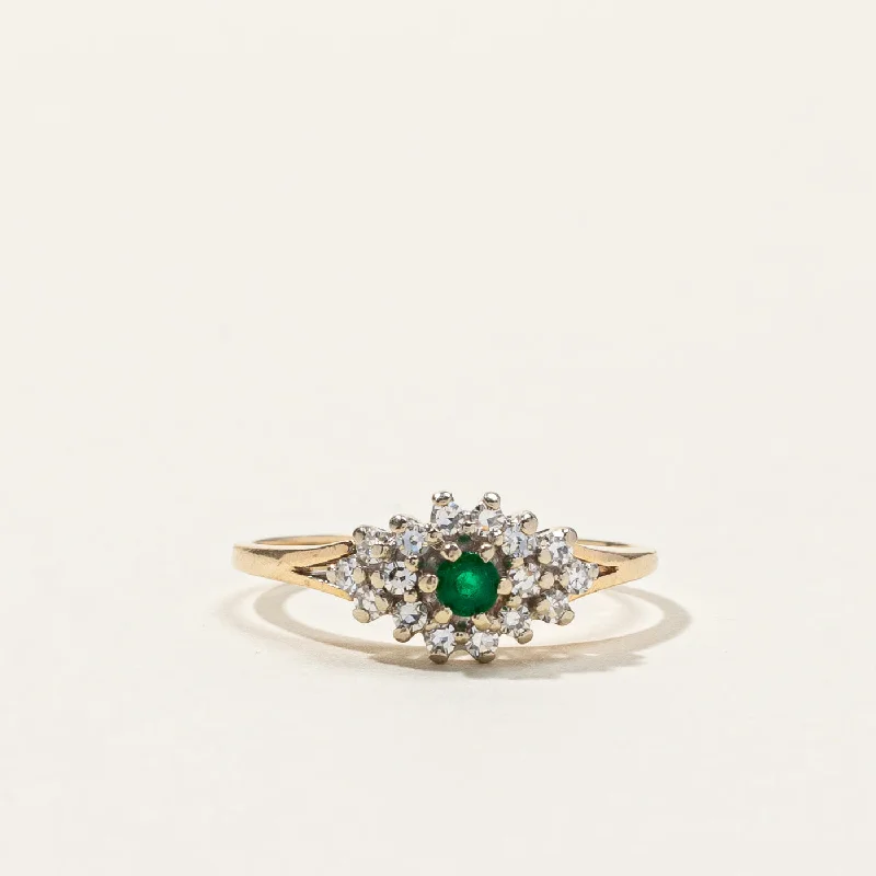 silver lotus flower earrings Cluster Diamond & Emerald Ring | 0.24ctw | 0.07ctw | SZ 5.75 |