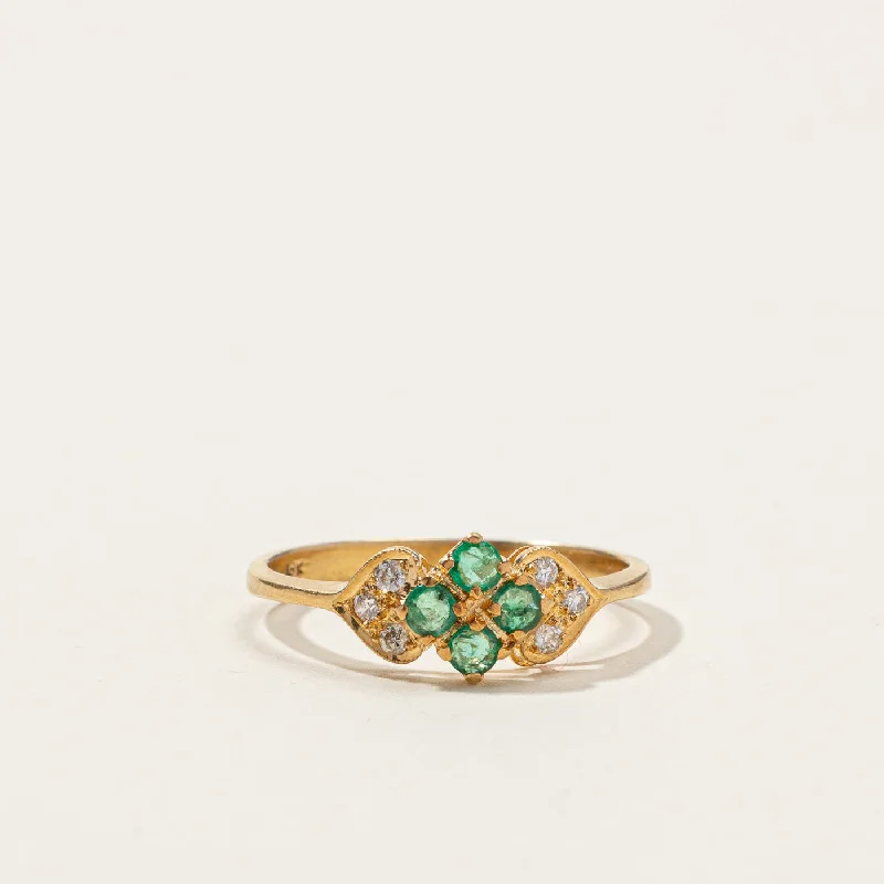 vintage-style diamond halo ring Cluster Emerald & Diamond Ring | 0.24ctw | 0.06ctw | SZ 6.75 | vintage-style diamond halo ring Cluster Emerald & Diamond Ring | 0.24ctw | 0.06ctw | SZ 6.75 |