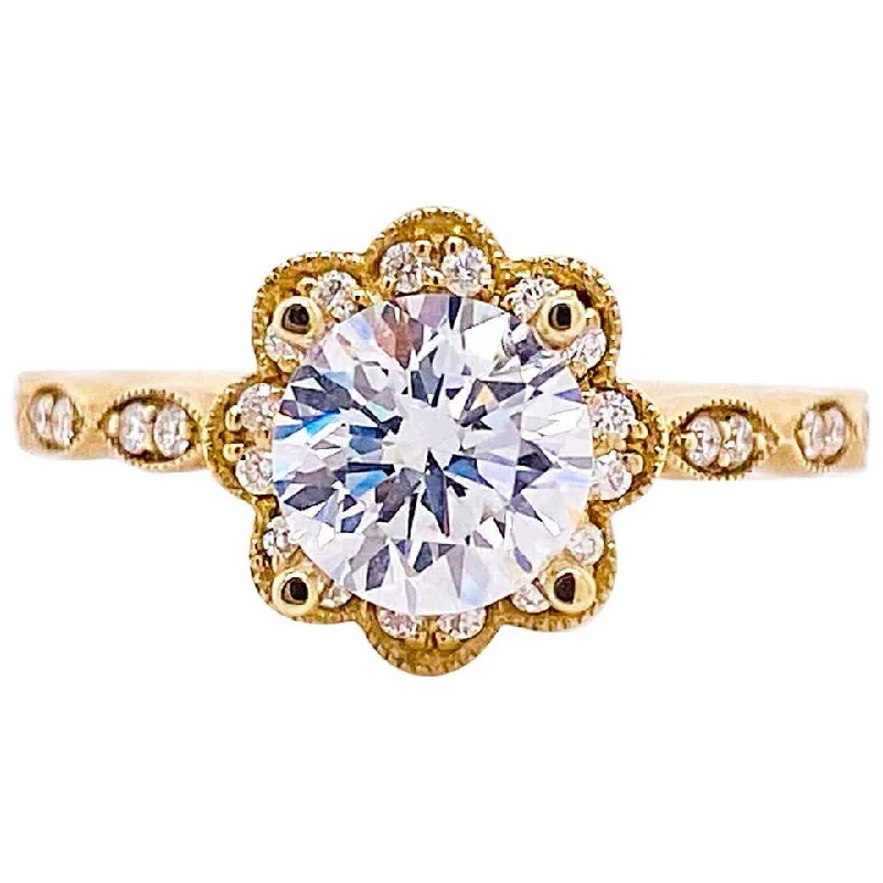 Diamond Petal Engagement Ring