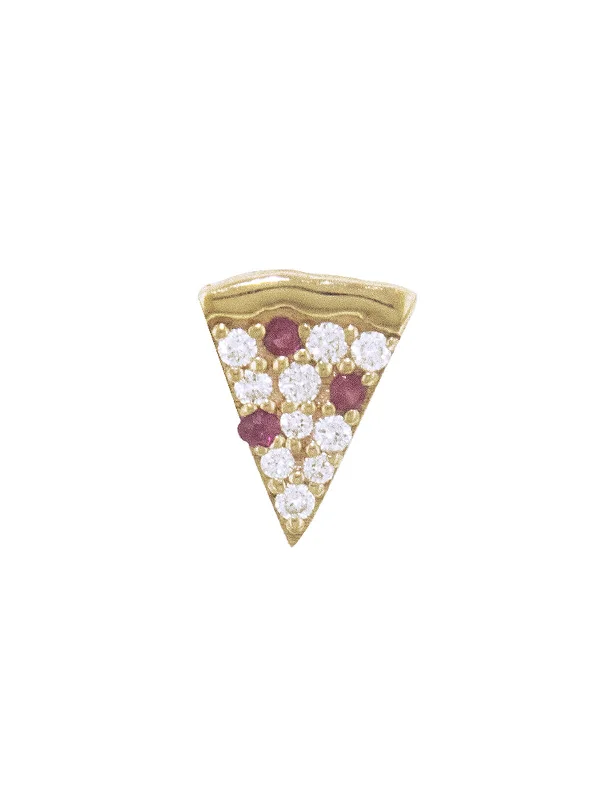 real zircon gemstone bracelet Diamond and Ruby Pizza Slice Yellow Gold Single Stud Earring real zircon gemstone bracelet Diamond and Ruby Pizza Slice Yellow Gold Single Stud Earring