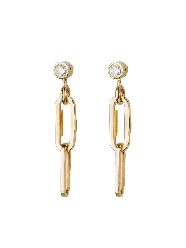dainty gemstone chain bracelet Diamond and Small Paperclip Link Yellow Gold Earrings dainty gemstone chain bracelet Diamond and Small Paperclip Link Yellow Gold Earrings