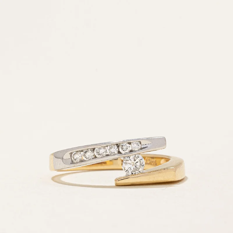 delicate floral wedding band Two Tone Gold Diamond Bypass Ring | 0.25ctw | SZ 6.25 | delicate floral wedding band Two Tone Gold Diamond Bypass Ring | 0.25ctw | SZ 6.25 |