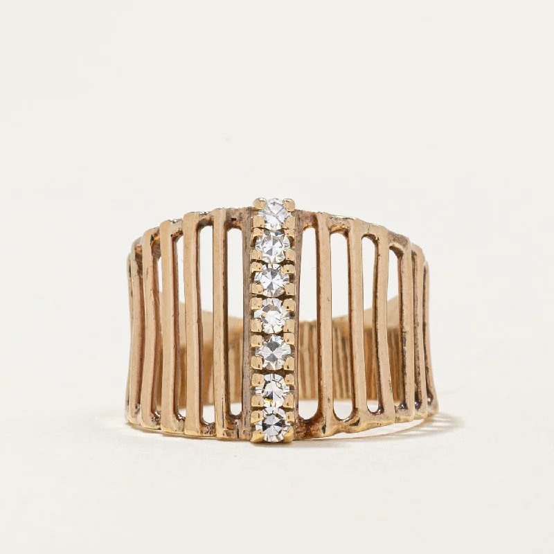bold Cuban link bracelet men Diamond Column Ring | 0.28ctw | SZ 7 |