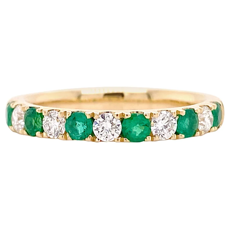 Diamond and Emerald Stackable Band