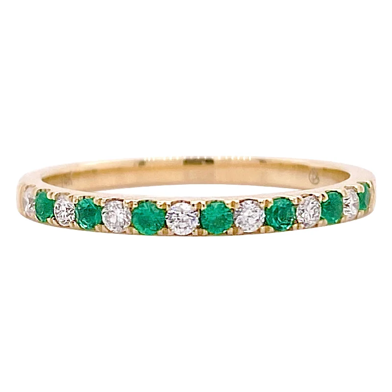 Diamond and Emerald Stackable Band