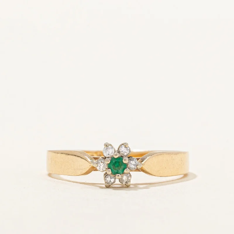 natural garnet gemstone ring Diamond & Emerald High Set Ring | 0.12ctw, 0.07ctw | SZ 6 |