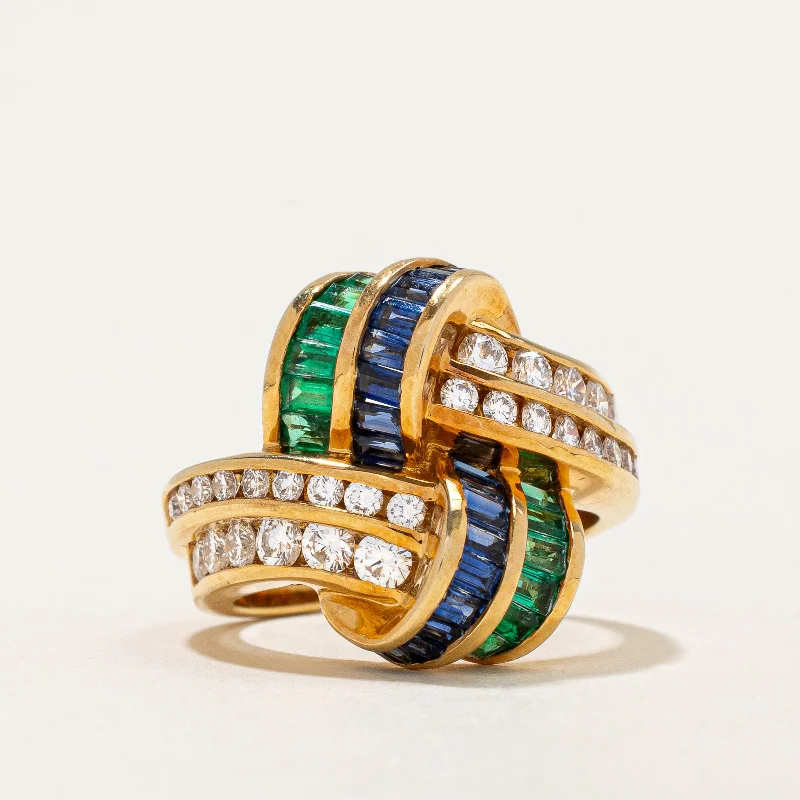 silver rope chain men Diamond & Emerald/Sapphire Ring | 1.00ctw | SZ 6.75 |