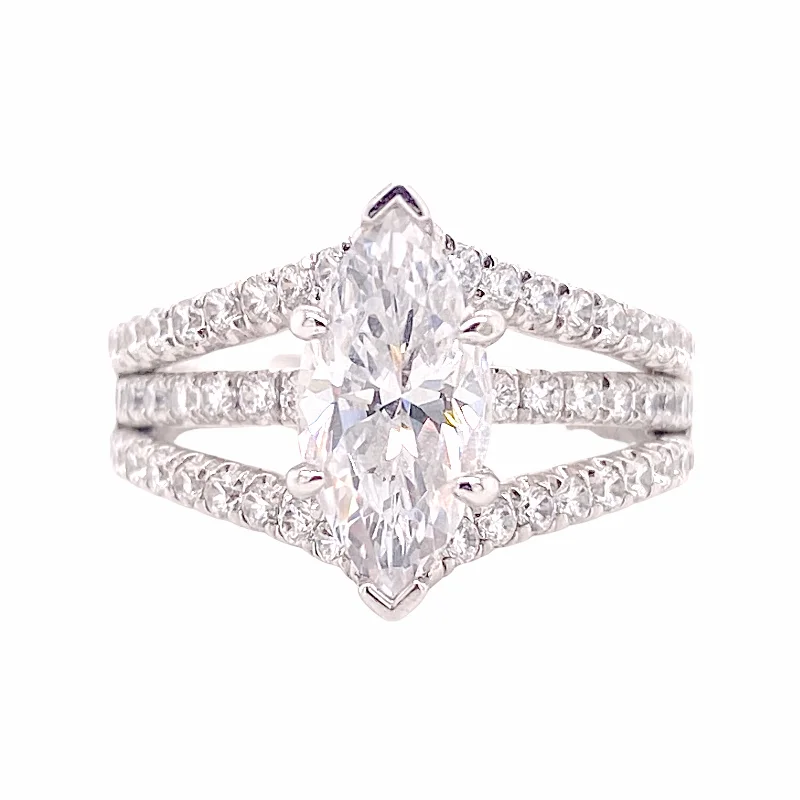 Diamond Engagement Ring Setting, White Gold, Split Shank