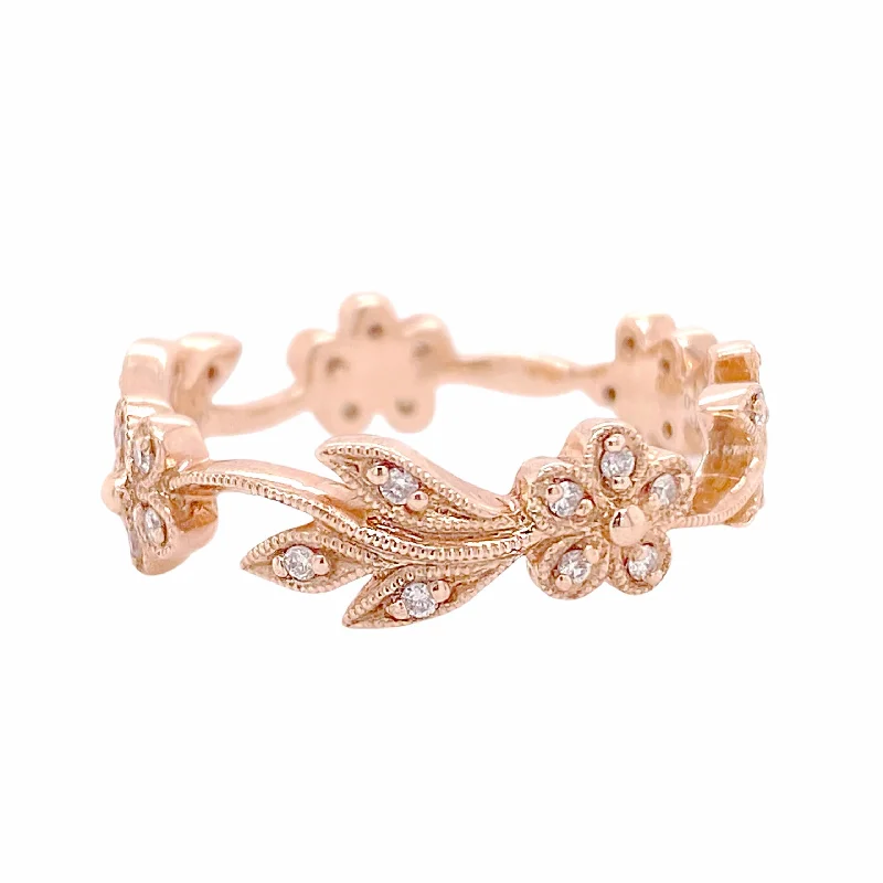 Diamond Flower Band Ring