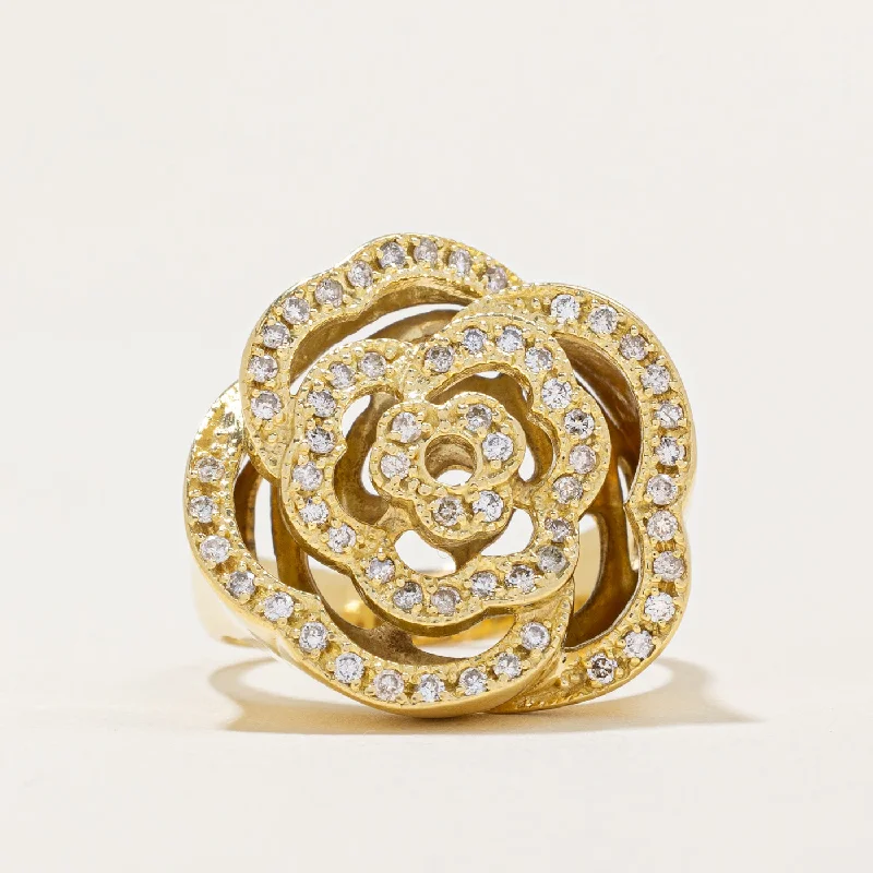 minimal diamond bar necklace Diamond Flower Ring | 0.31ctw | SZ 7.25 |