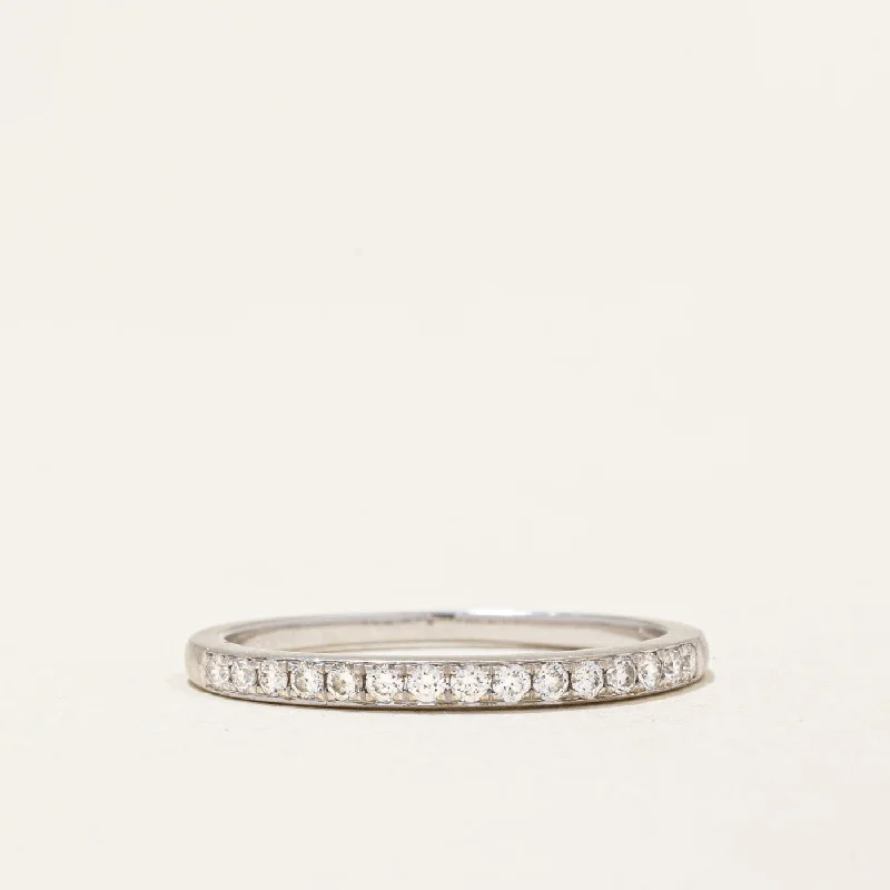 hammered sterling silver band Diamond Half Eternity Ring | 0.21ctw | SZ 6.75 |