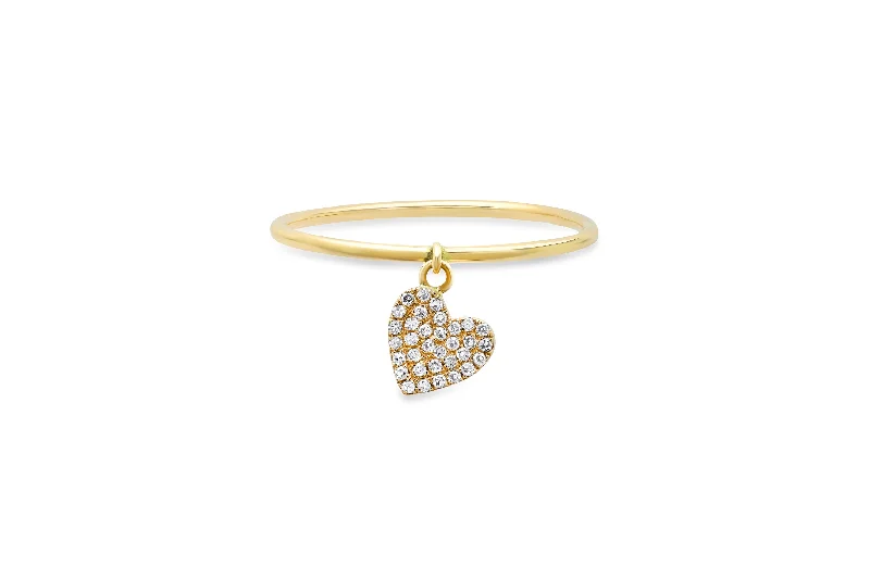 Diamond Heart Charm Ring