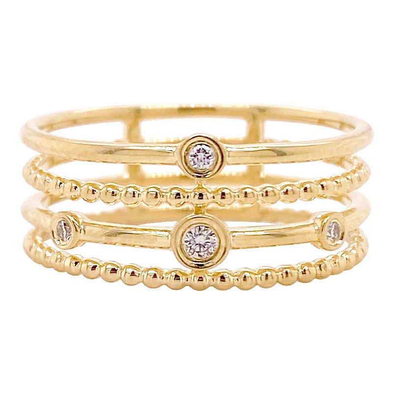 Diamond Station Layered Ring