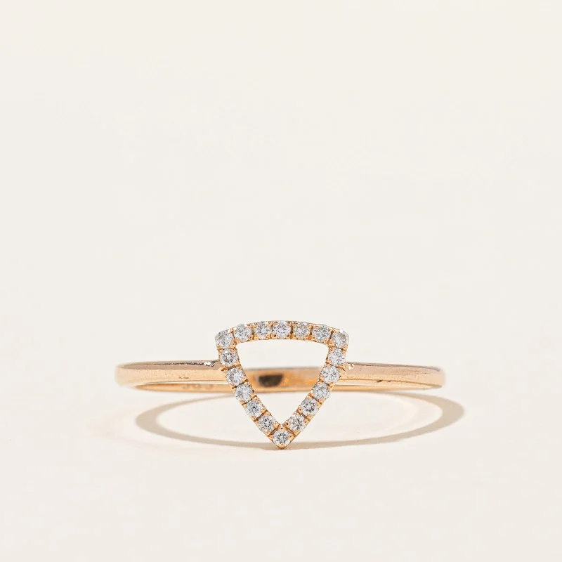 gold plated Cuban link chain Diamond Soft Triangle Ring | 0.07ctw | SZ 7.25 |