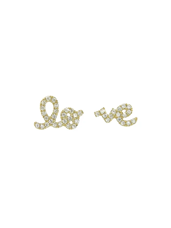 silver lotus flower earrings Diamond Split Love Yellow Gold Stud Earrings