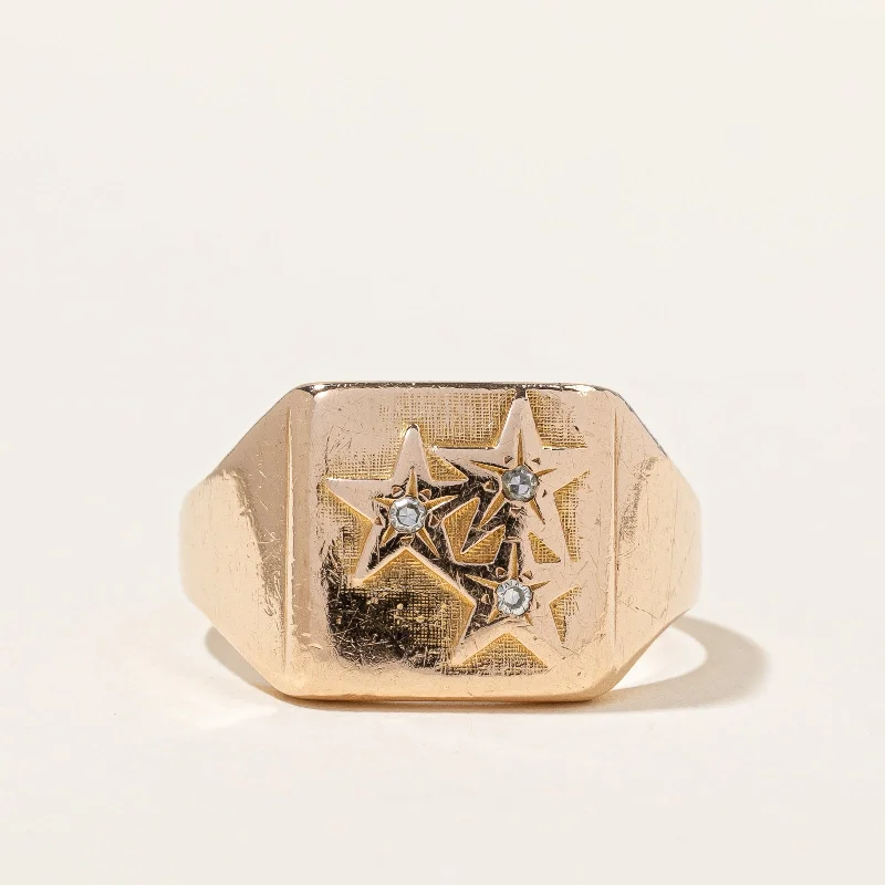 handcrafted gemstone ring women Diamond Star Design Signet Ring | 0.03ctw | SZ 10 | handcrafted gemstone ring women Diamond Star Design Signet Ring | 0.03ctw | SZ 10 |