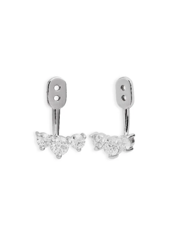 sterling silver herringbone chain Diamond Twinkle White Gold Ear Jackets