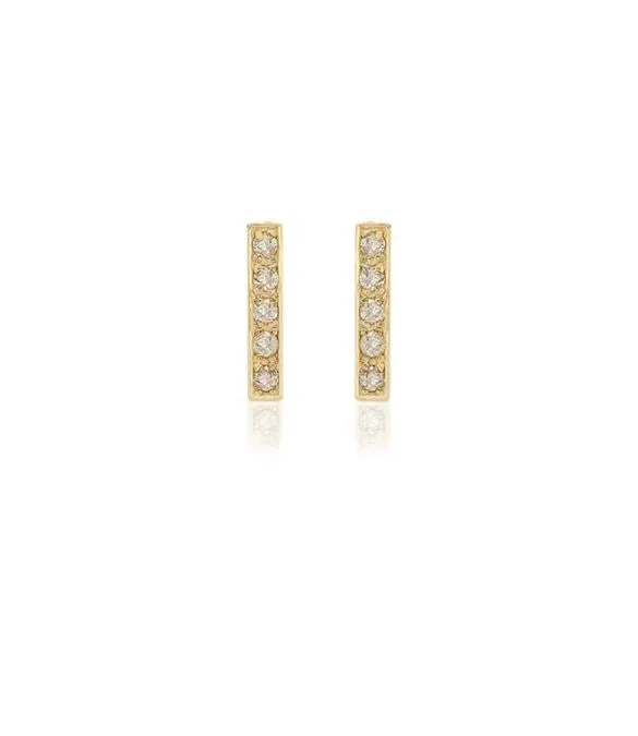 geometric diamond earrings gold Diamond Yellow Gold Bar Stud Earrings
