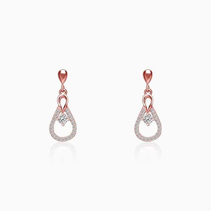 white gold necklace simple Rose Gold Zircon Drop Earrings